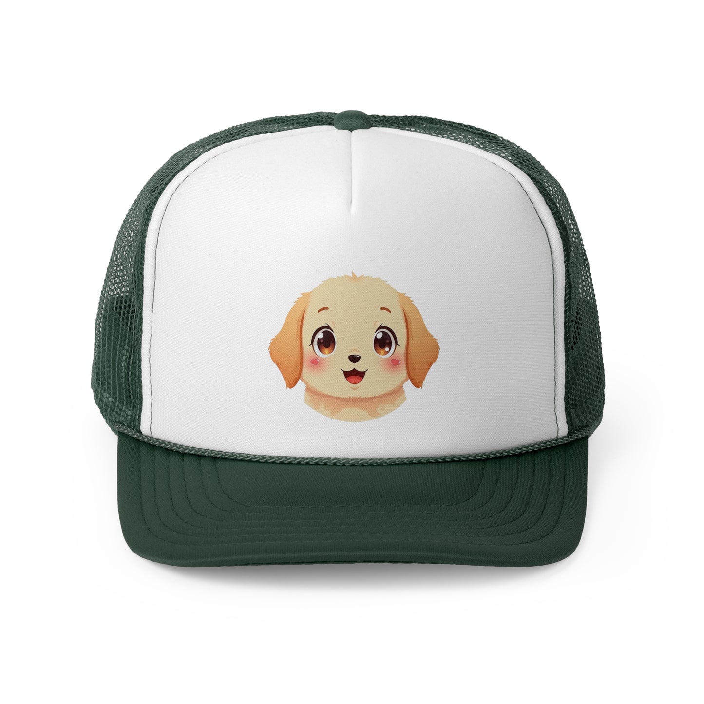 Kawaii Golden Puppy Trucker Cap - Super Cute Chibi Anime Design - Unisex Cute Cap
