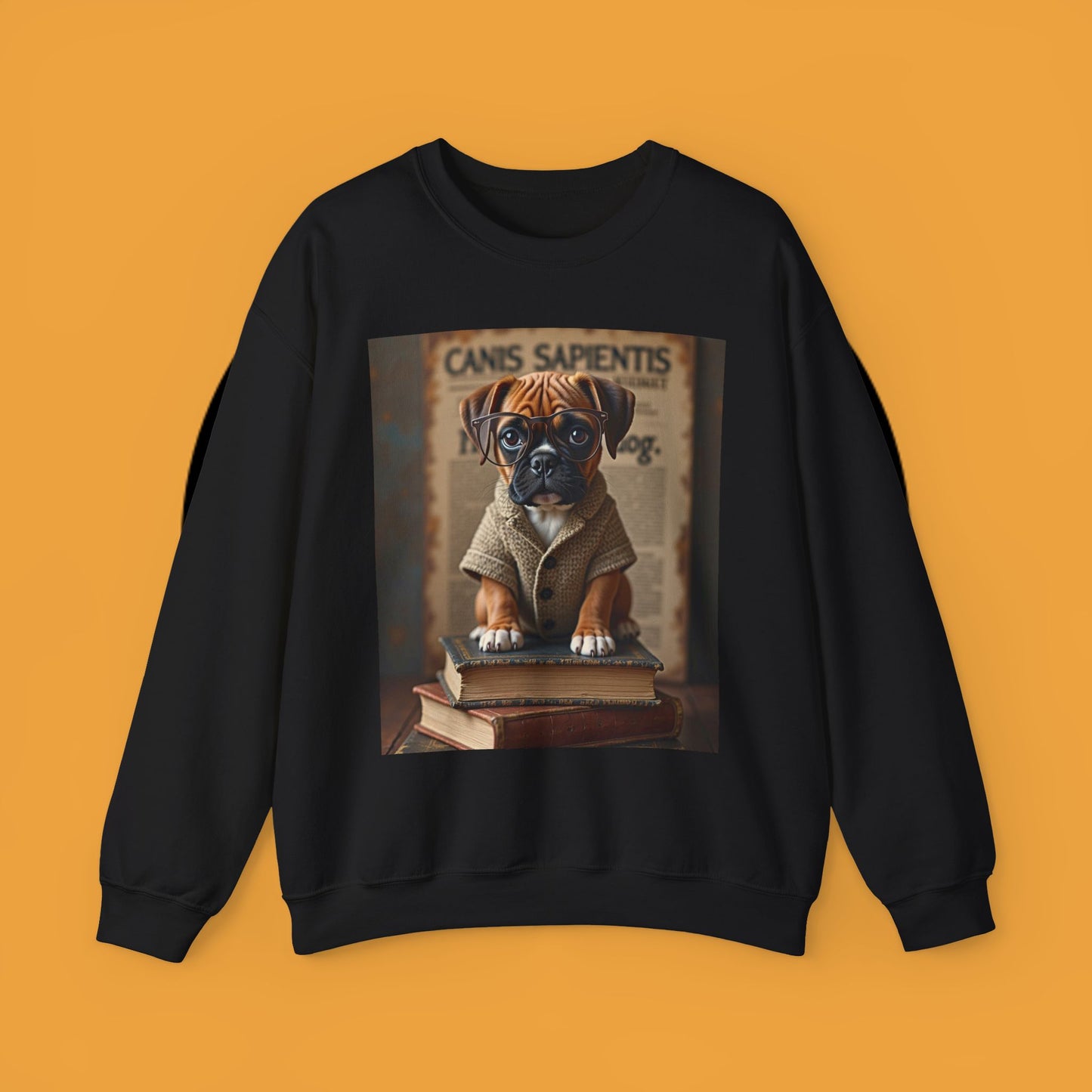 Professor Puppy Glasses Crewneck Sweatshirt - Scholarly Dog Design - Academic Pet Lover Gift