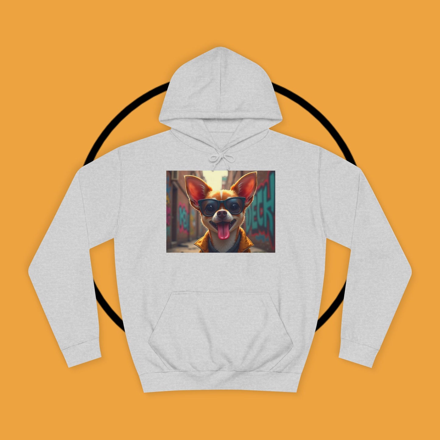 "Hip Chihuahua Sunglasses Hoodie | Cool Street Dog Art | Urban Hipster Pet Fashion | Trendy Animal Streetwear"