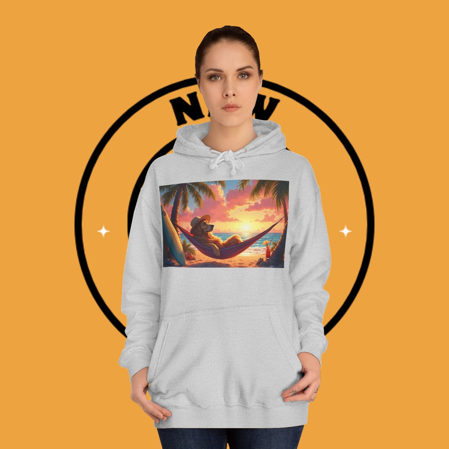 Beachside Bliss Golden Retriever Hammock Hoodie - Unisex Hoodies