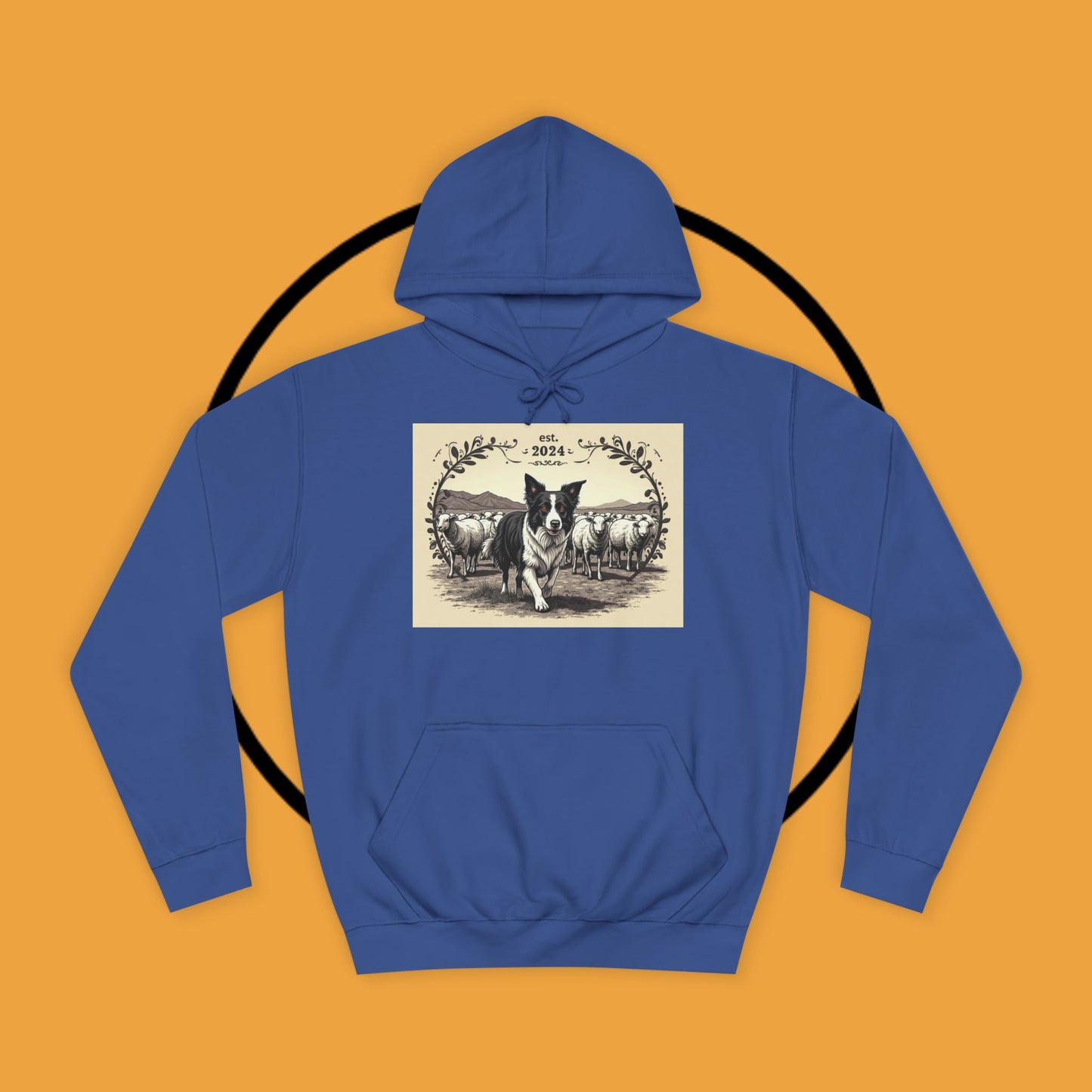 "Border Collie Sheep Herding Hoodie - Vintage Farm Life Est. 2024 Sweatshirt | Premium Pastoral Dog Design"
