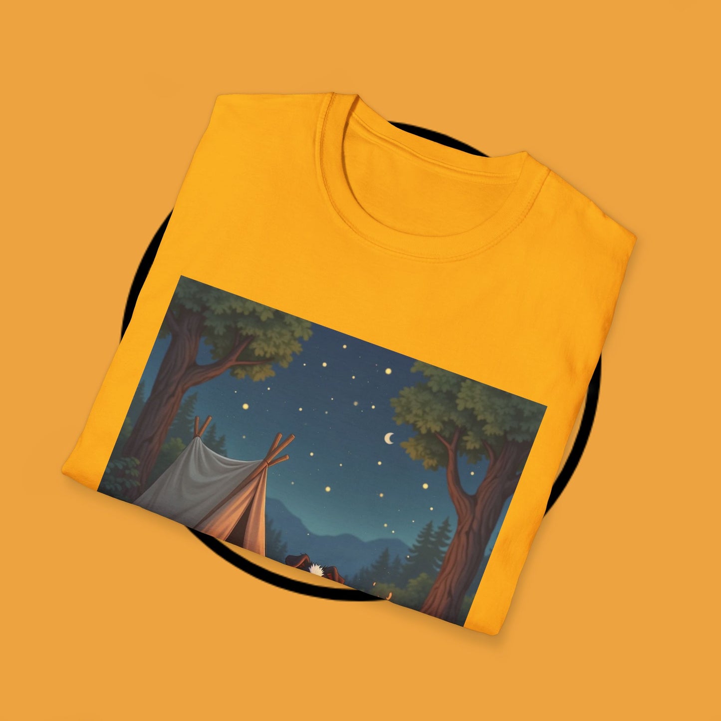 "Camping Adventure Border Collie" - Outdoor Adventure Dog T-Shirt - Border Collie Camping T-Shirt - Outdoor Adventure Dog Under Stars Tee | Nature Lover Pet Gift