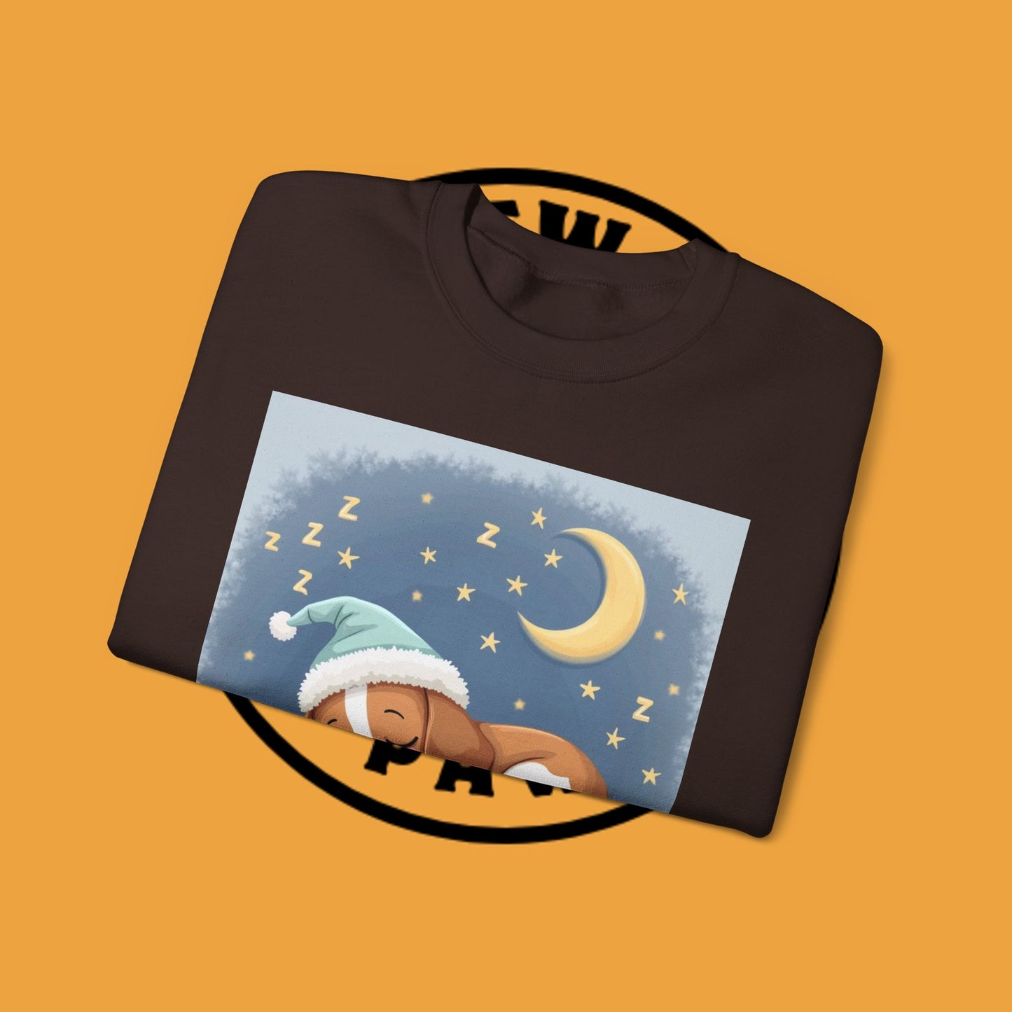 Sleeping Dog Crewneck Sweatshirt - Cute Beagle Design with Moon and Stars