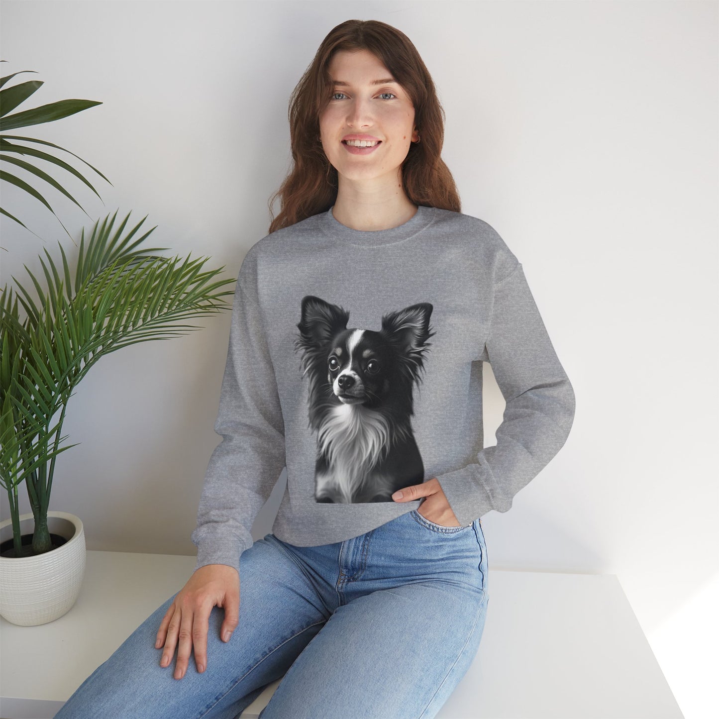Vintage Chihuahua Portrait Sweatshirt | Black White Dog Photography | Classic Pet Art Design