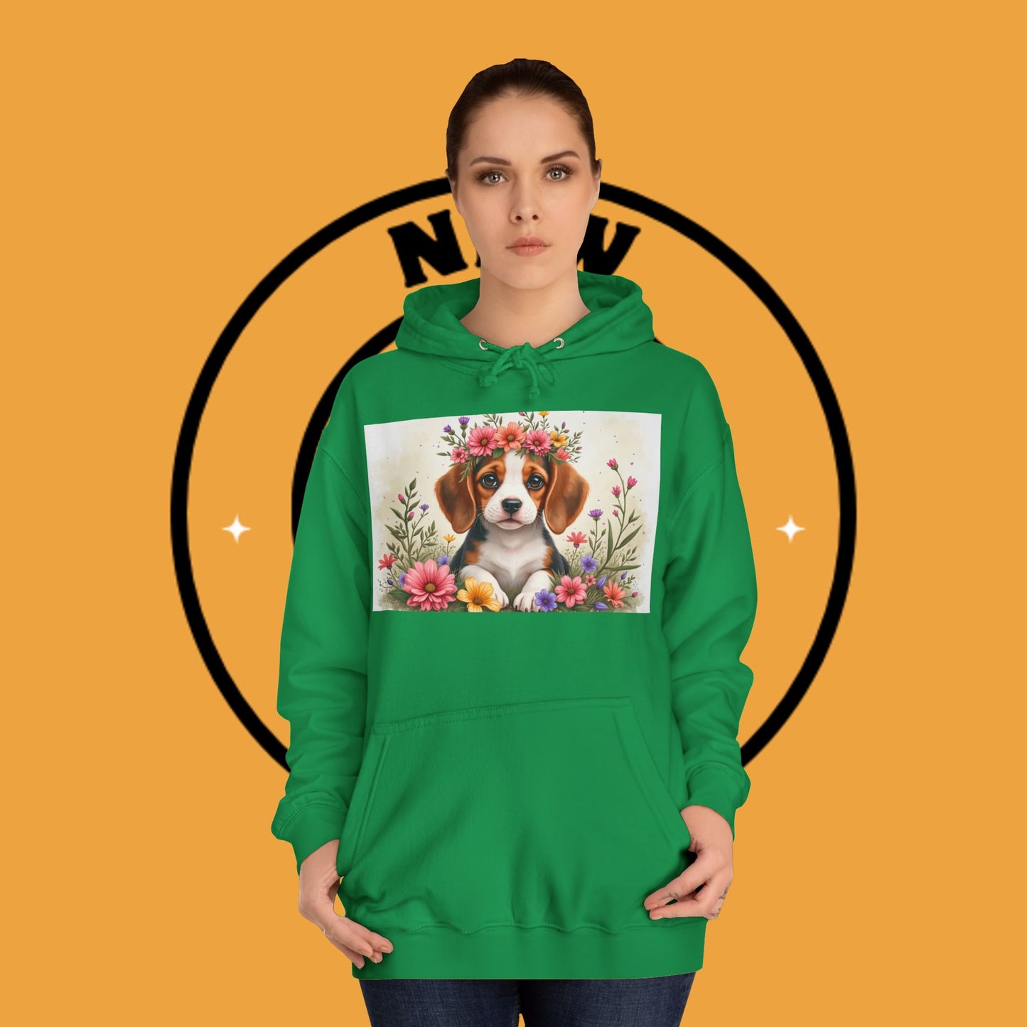 ๐ธ Enchanted Garden Beagle Hoodie - Where Cuteness Blooms! ๐ถ - Unisex Hoodie