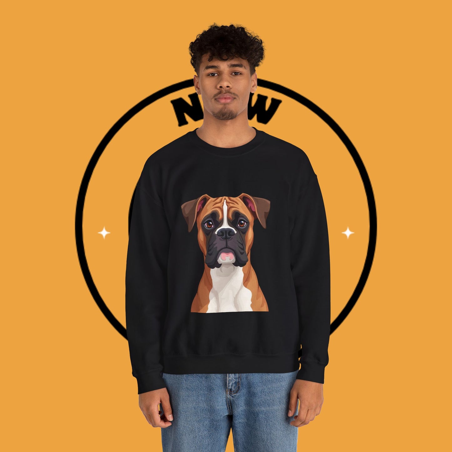 Classic Boxer Dog Portrait Crewneck Sweatshirt | Elegant Dog Lover Gift | Minimalist Boxer Art