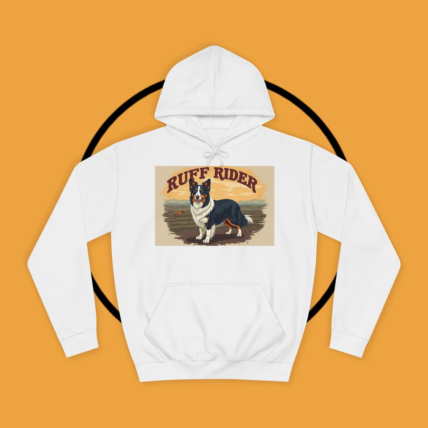 "Ruff Rider Border Collie Hoodie - Vintage Western Dog Lover Sweatshirt | Premium Quality Comfort Wear"