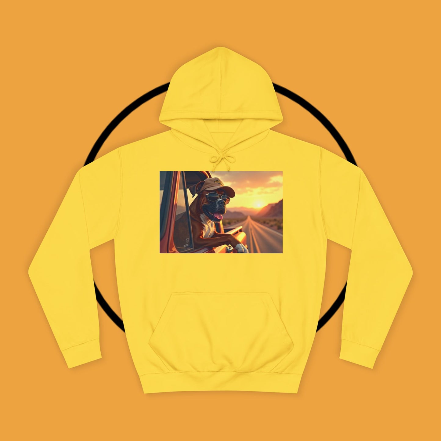 Cool Road Trip Boxer Dog Hoodie - Vintage Sunset Adventure Apparel | Travel Lover Gift