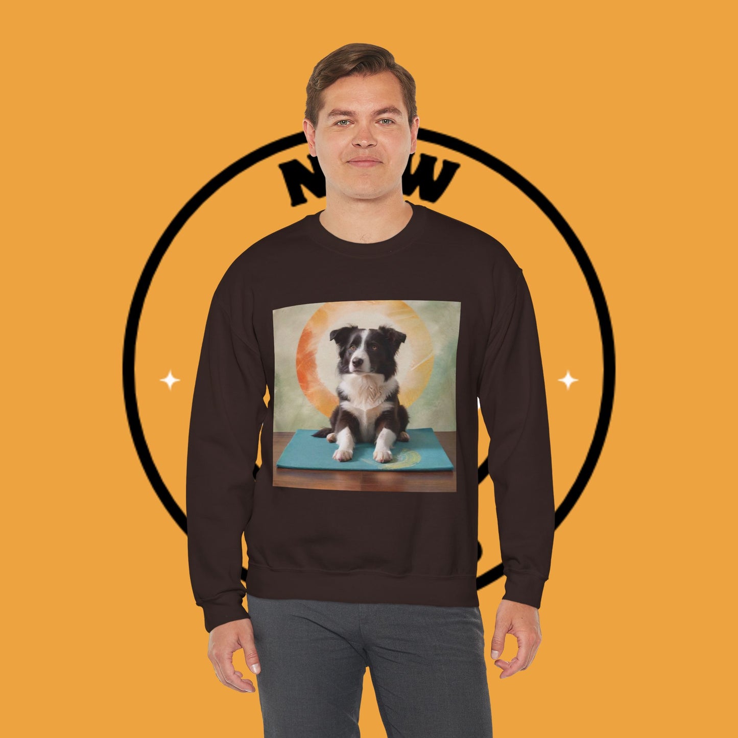Zen Border Collie Yoga Dog Crewneck Sweatshirt - Meditation Pet Lover Gift | Spiritual Animal Art