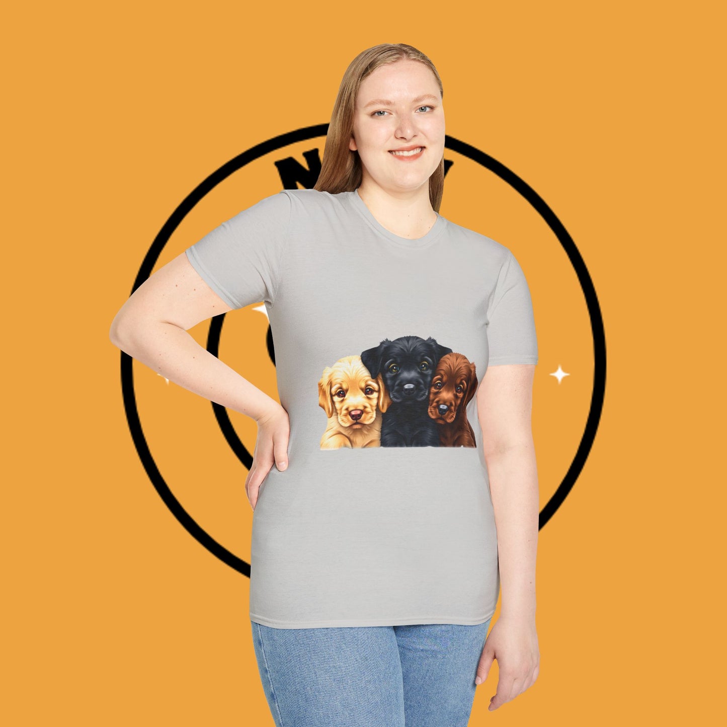 3 Adorable Retrievers Puppys - Dog - Unisex T-Shirt Design "Retriever Squad ๐พ | Trio of Cuteness T-Shirt for Dog Devotees"