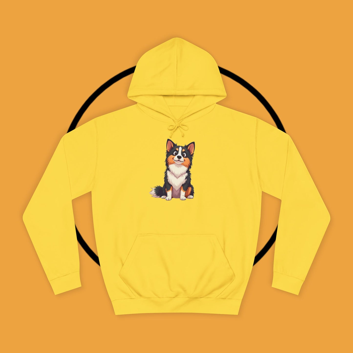 "Cute Tricolor Puppy Hoodie - Adorable Cartoon Dog Design | Kawaii Animal Streetwear for Dog Lovers"