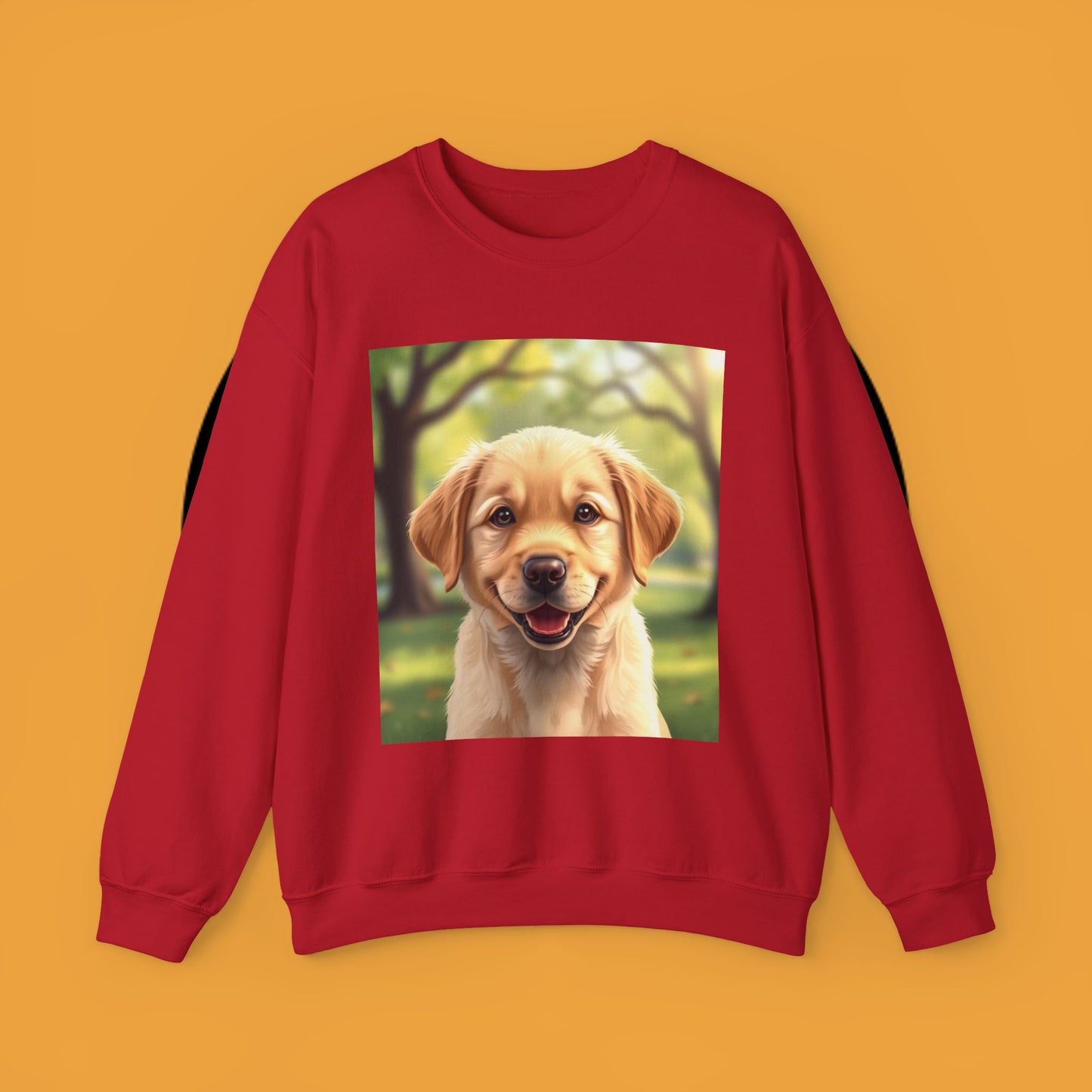 Crewneck Sweatshirt - Adorable Puppy Smiling in the Park - Sweet and Happy Golden Retriever