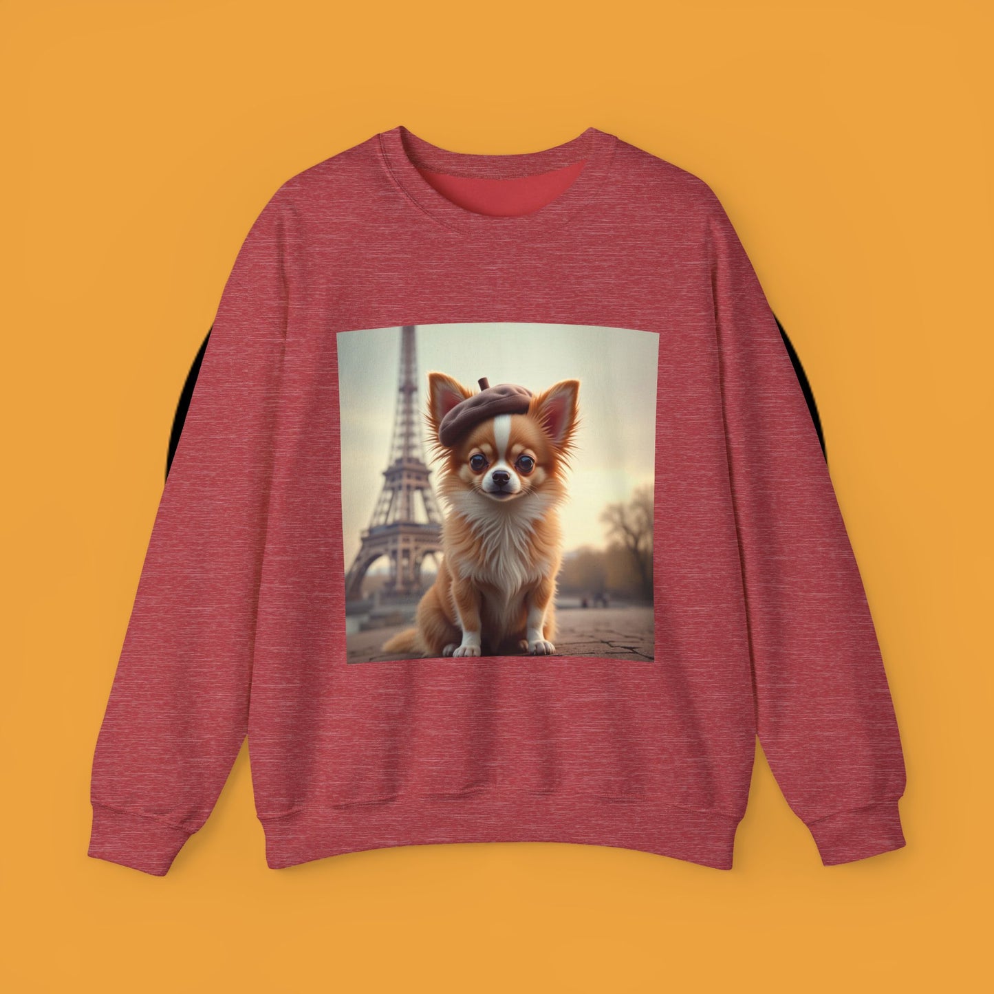 Parisian Chihuahua Beret Sweatshirt | French Dog Eiffel Tower Design | Travel Lover Gift
