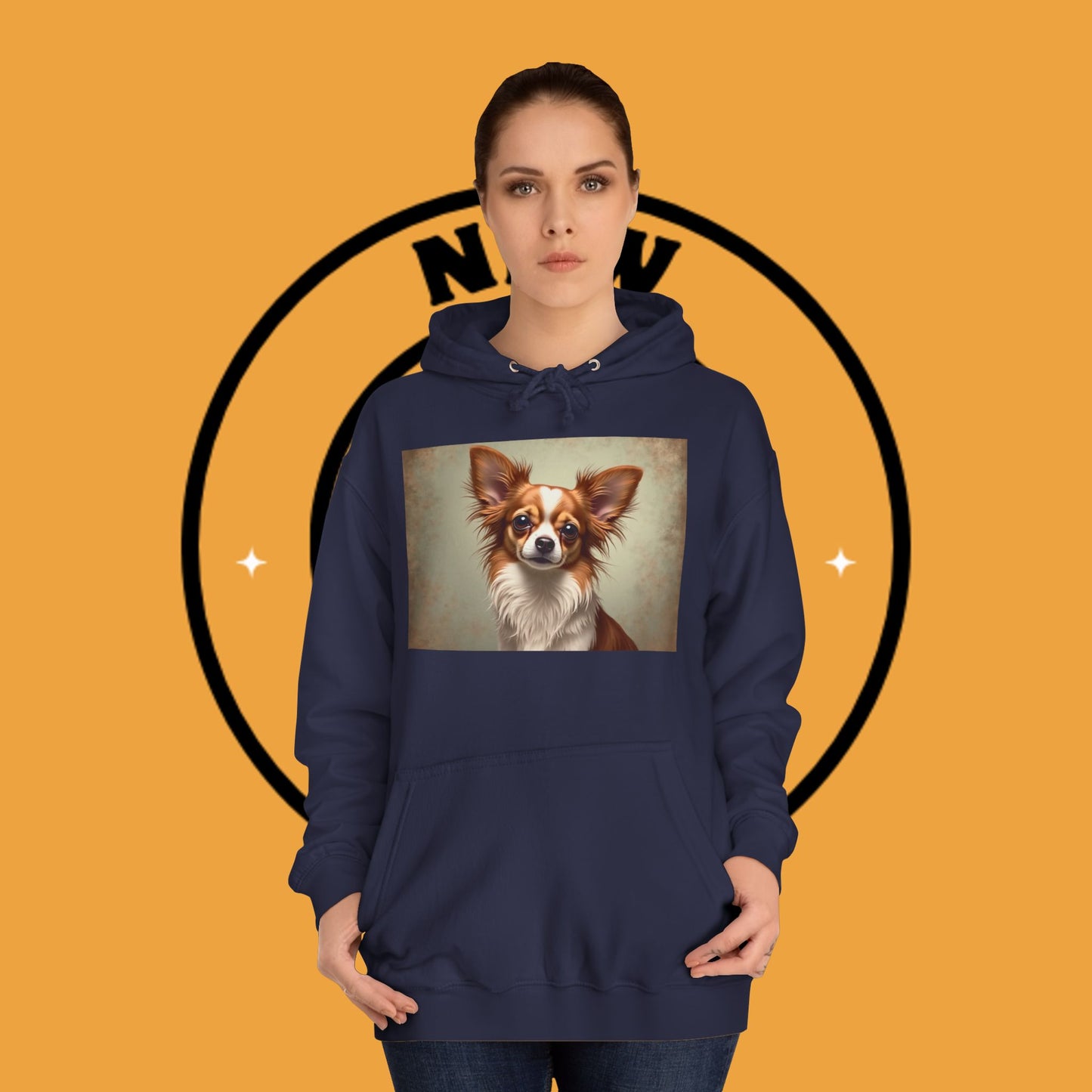 "Long Haired Chihuahua Portrait Hoodie | Elegant Pet Art | Classic Dog Painting Style | Beautiful Chihuahua Gift"