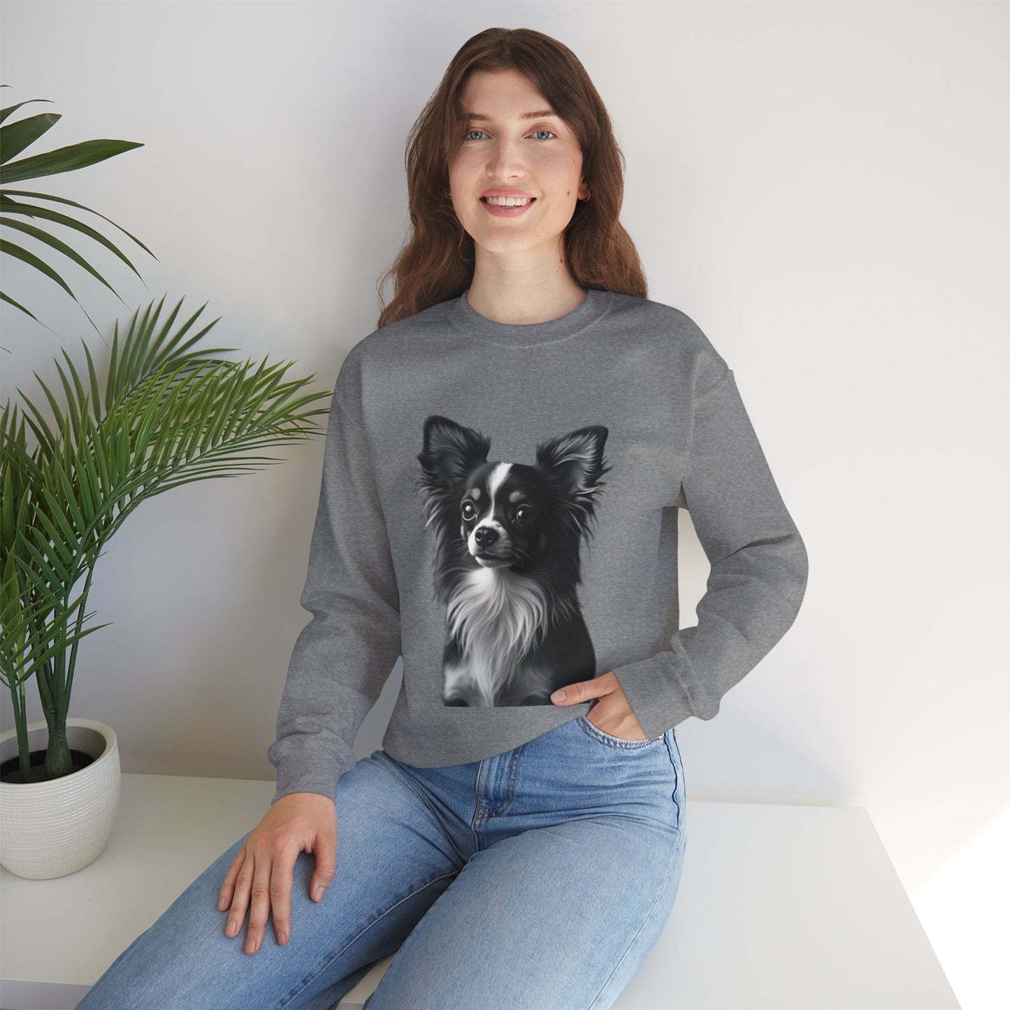 Vintage Chihuahua Portrait Sweatshirt | Black White Dog Photography | Classic Pet Art Design