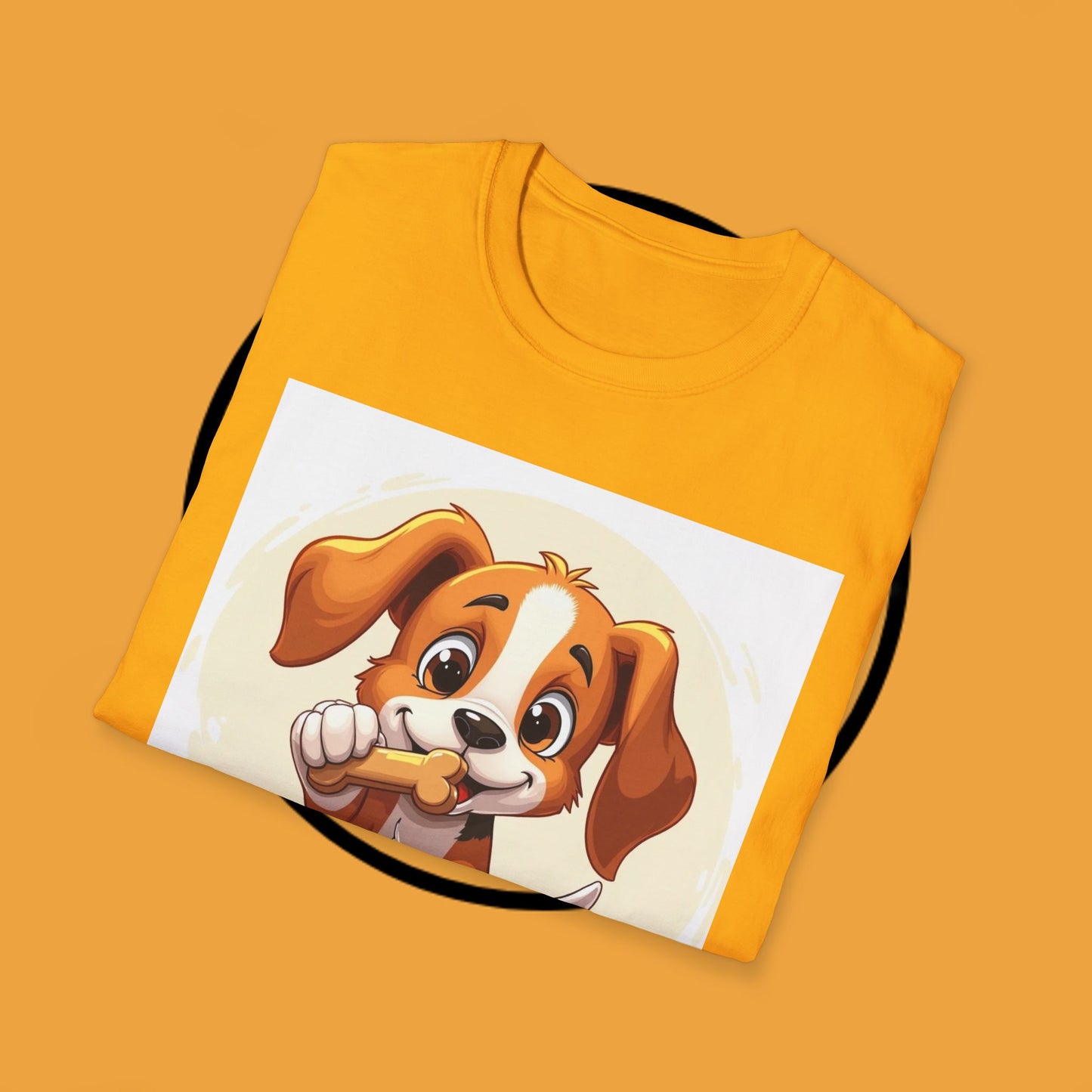 Happy Beagle Puppy with Bone T-Shirt - Cute Cartoon Dog Graphic Tee for Pet Lovers