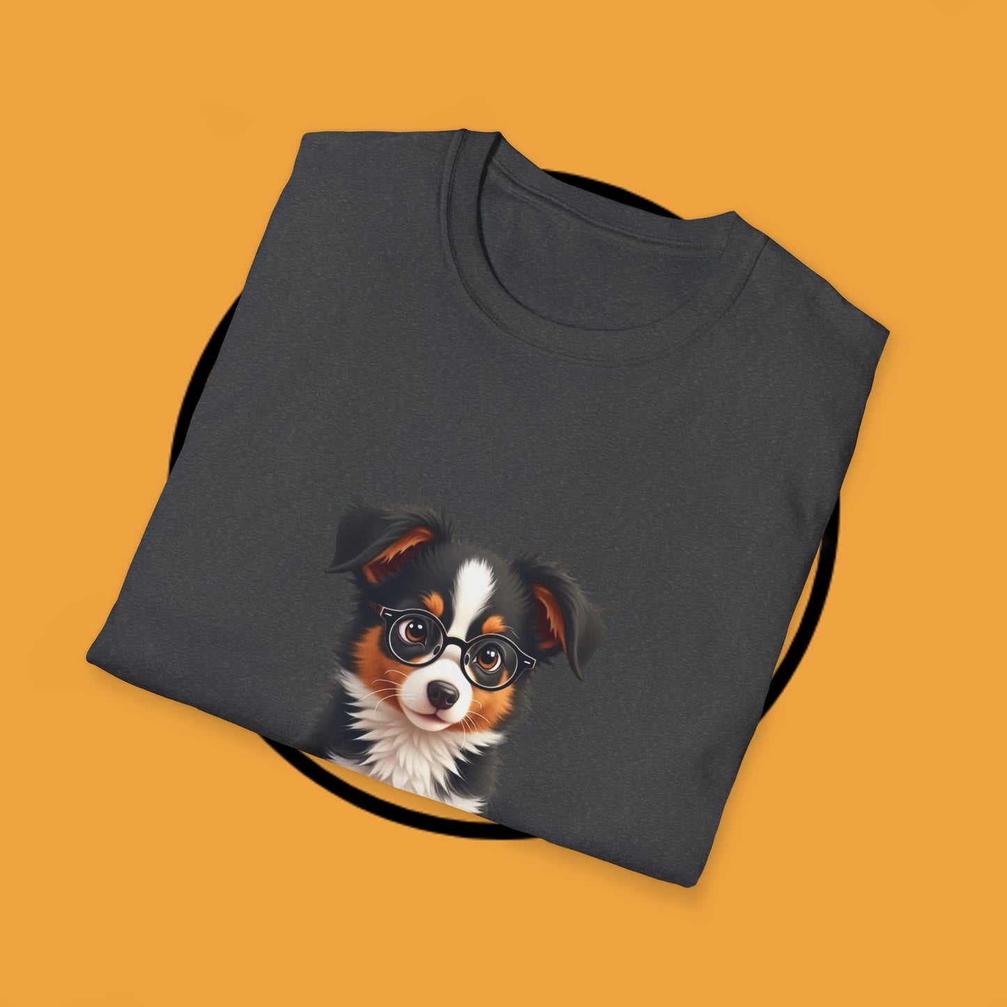 "Professor Puppy - Scholarly Border Collie" - Intellectual Dog T-Shirt - Smart Puppy with Glasses T-Shirt - Scholarly Dog Reading Book Tee | Educational Pet Lover Gift