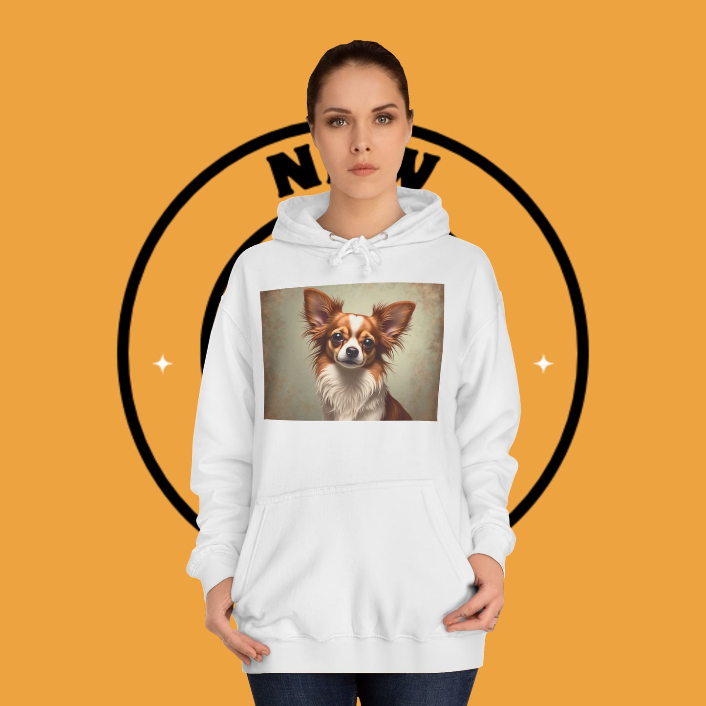 "Long Haired Chihuahua Portrait Hoodie | Elegant Pet Art | Classic Dog Painting Style | Beautiful Chihuahua Gift"
