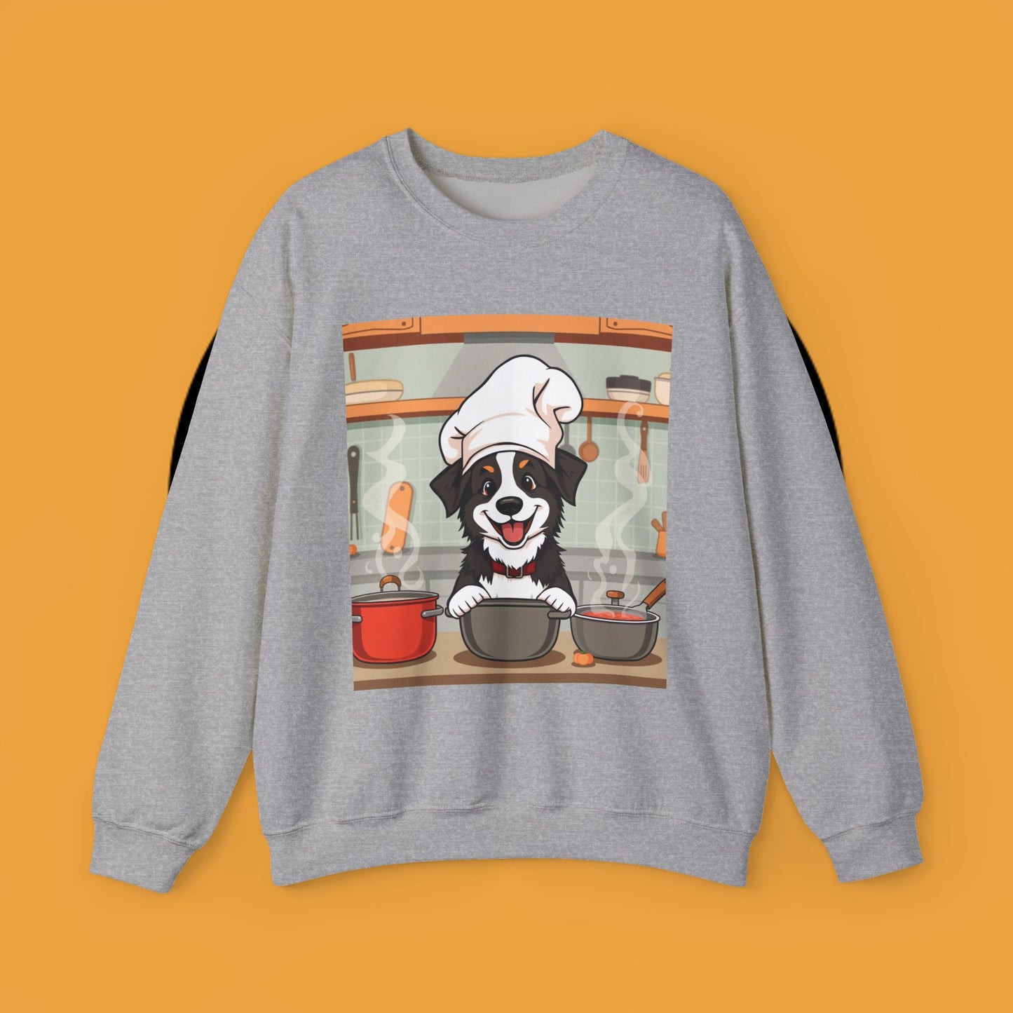 Chef Dog Crewneck Sweatshirt - Cute Puppy Cook with Chef Hat Kitchen Design | Culinary Lover Gift