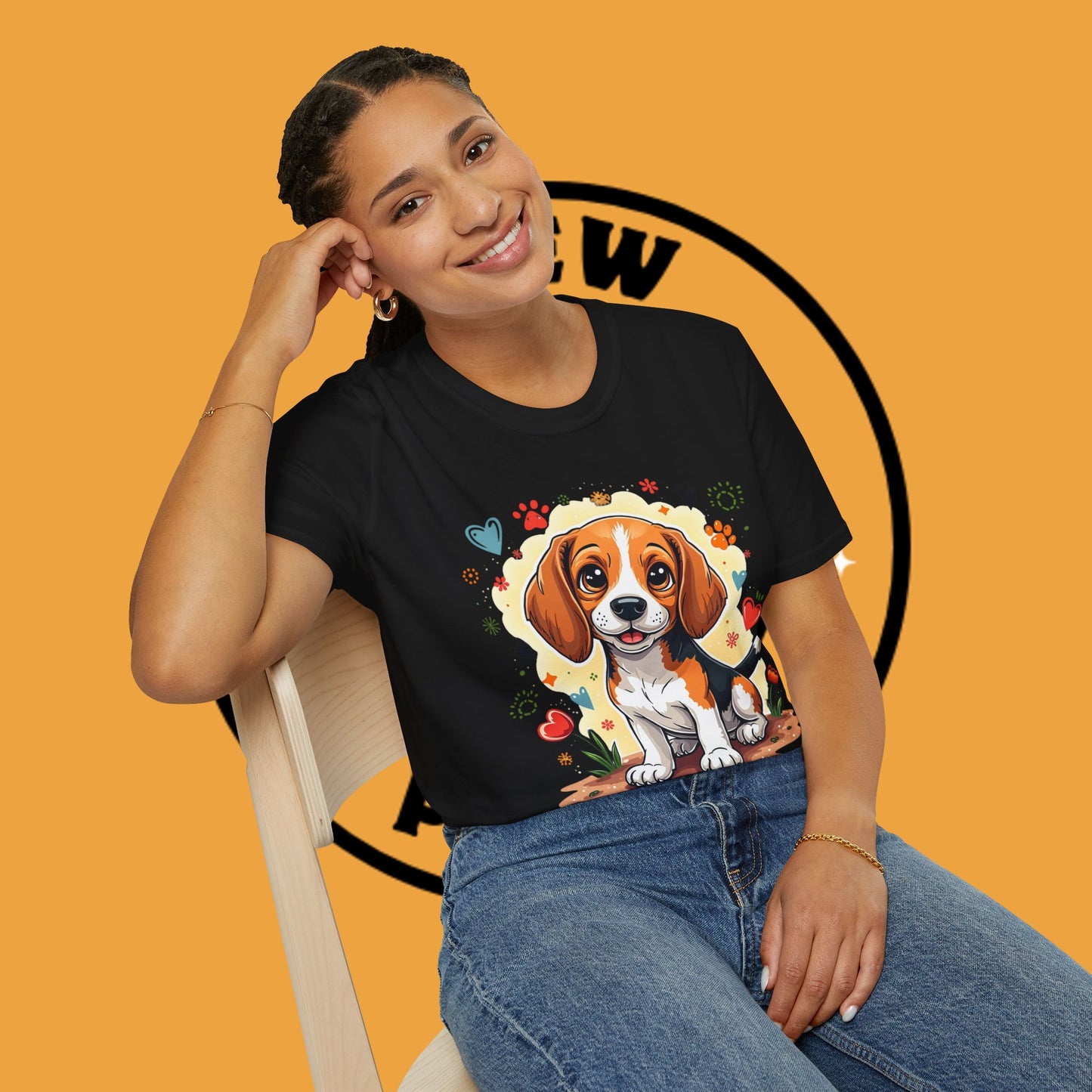 Adorable Beagle Puppy with Hearts & Paws T-Shirt - Cute Dog Love Design Graphic Tee