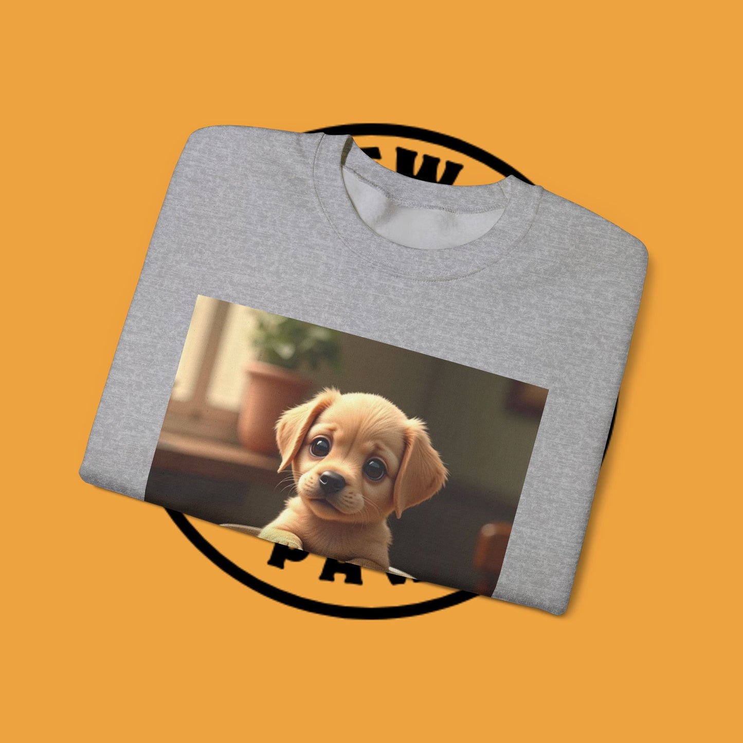Unisex Dog Lover Crewneck Sweatshirt - Teacup Puppy: Adorable Yellow Lab in Coffee Cup