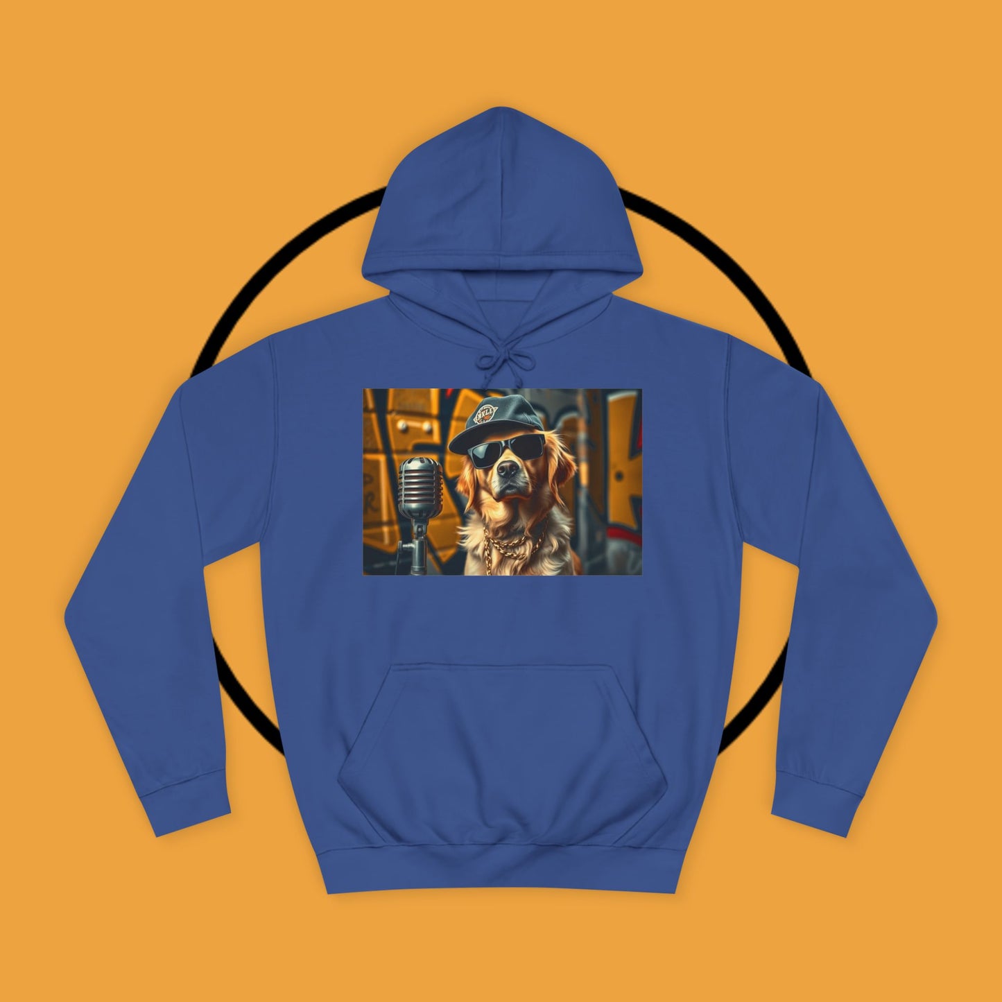 Hip Hop Hound - Cool Dog Rapper with Microphone - Rapper Dog Hoodie: Street Style Icon with Retro Vibes - Unisex Hoodie