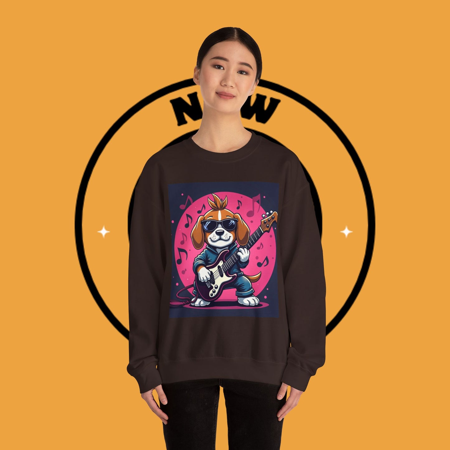 Dog Lover Crewneck Sweatshirt - Beagle Rockstar ๐ธ ROCK STAR BEAGLE SWEATSHIRT - UNLEASH YOUR INNER ROCKSTAR! ๐ธ