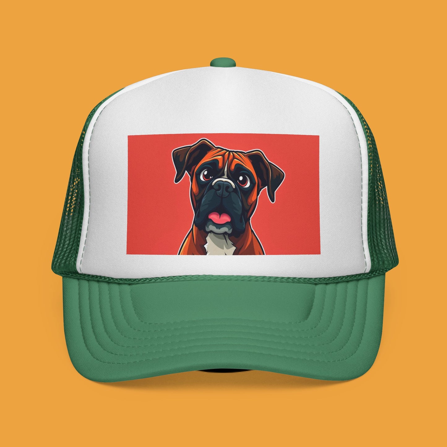 Boxer Dog Trucker Hat - Vintage Pet Portrait Cap | Adjustable Snapback Mesh Hat for Dog Lovers | Premium Quality Animal Art Headwear