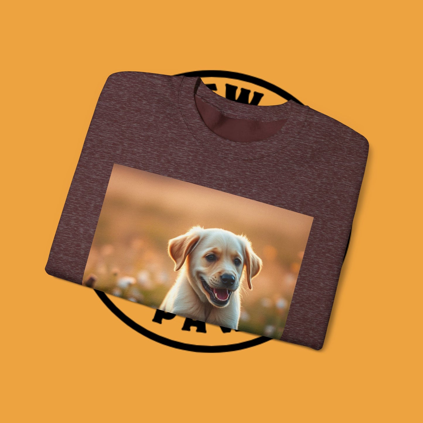 Unisex Dog Lover Crewneck Sweatshirt - Playful Labrador Puppy Running Through Wildflower Meadow