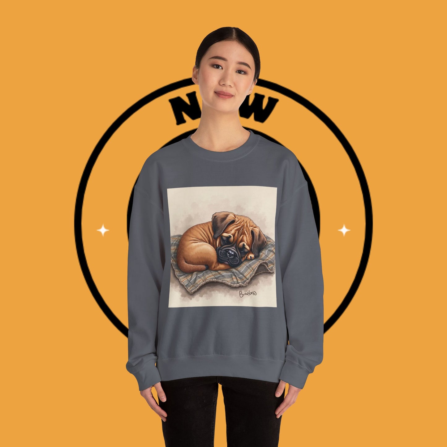 Sleeping Boxer Puppy Crewneck Sweatshirt - Cozy Dog Art Design - Comfort Wear for Pet Lovers