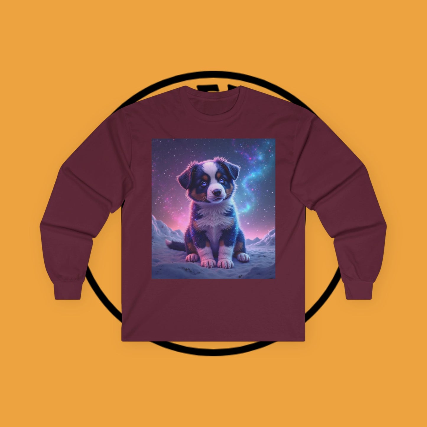 Galaxy Border Collie Puppy Long Sleeve Tee - Cosmic Dog Art Shirt | Space Pet Apparel
