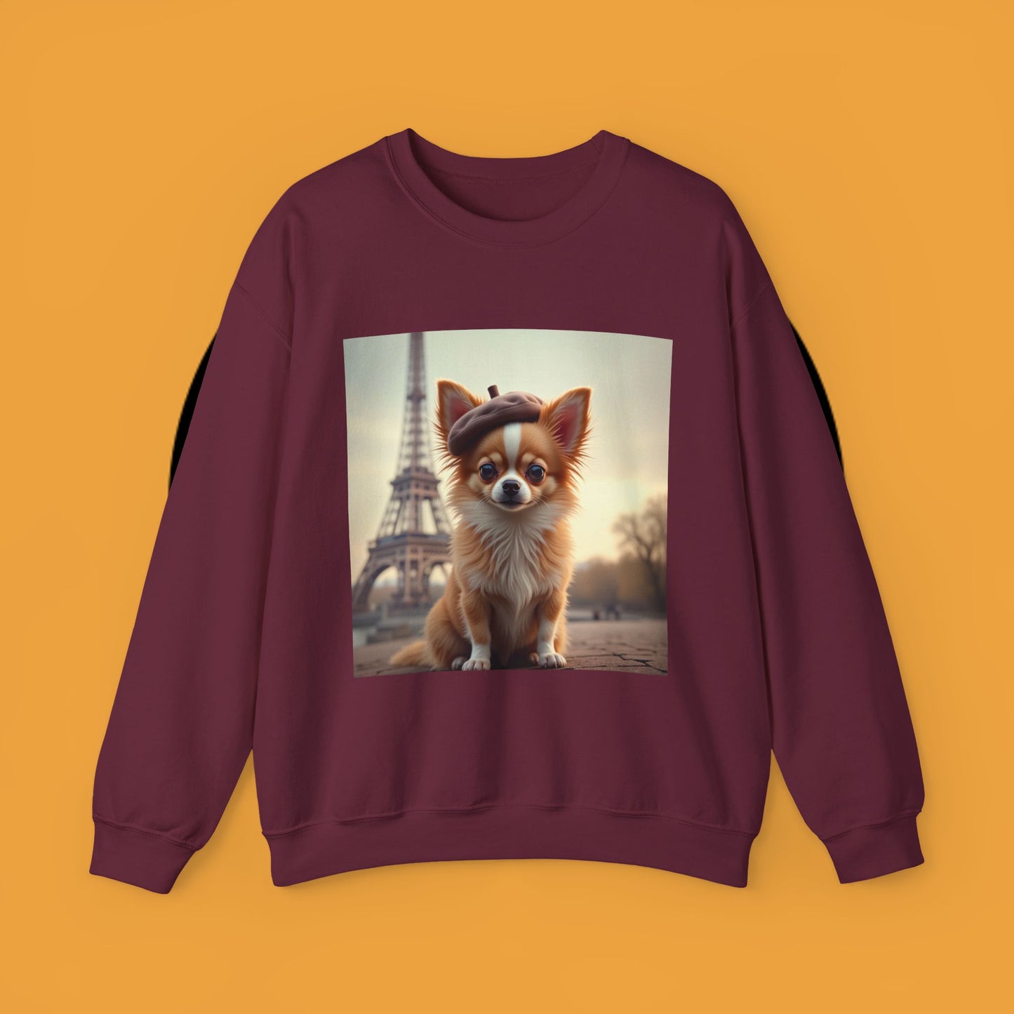 Parisian Chihuahua Beret Sweatshirt | French Dog Eiffel Tower Design | Travel Lover Gift