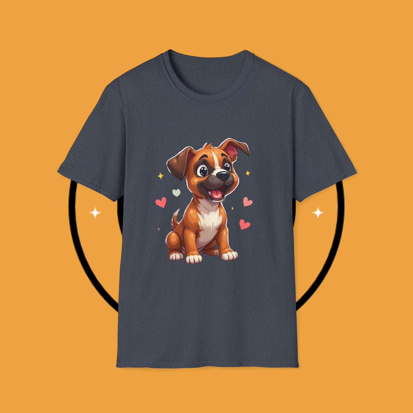 Cute Boxer Puppy Love T-Shirt - Happy Dog Heart Design Tee for Dog Lovers