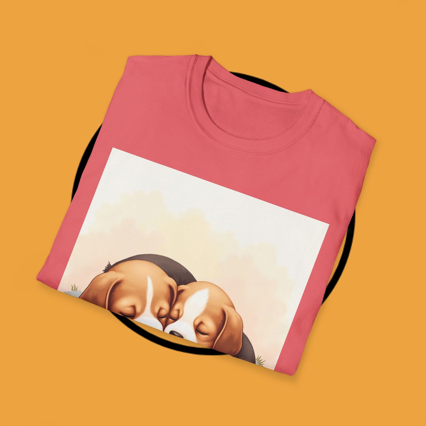 Beagle Twin Puppies Cuddling T-Shirt - Adorable Sleeping Puppies Design | Perfect Gift for Dog Lovers & Siblings
