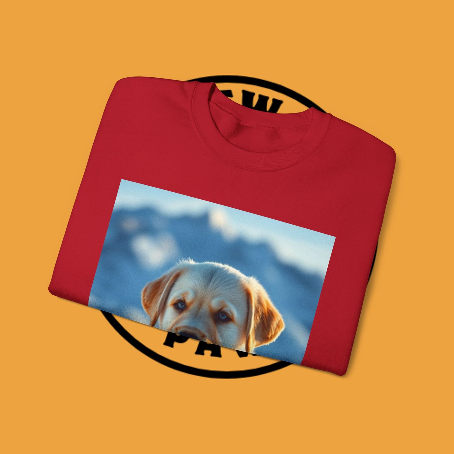 Crewneck Sweatshirt - Cute Labrador Puppy with Blue Eyes - Adorable Dog Portrait in Snow