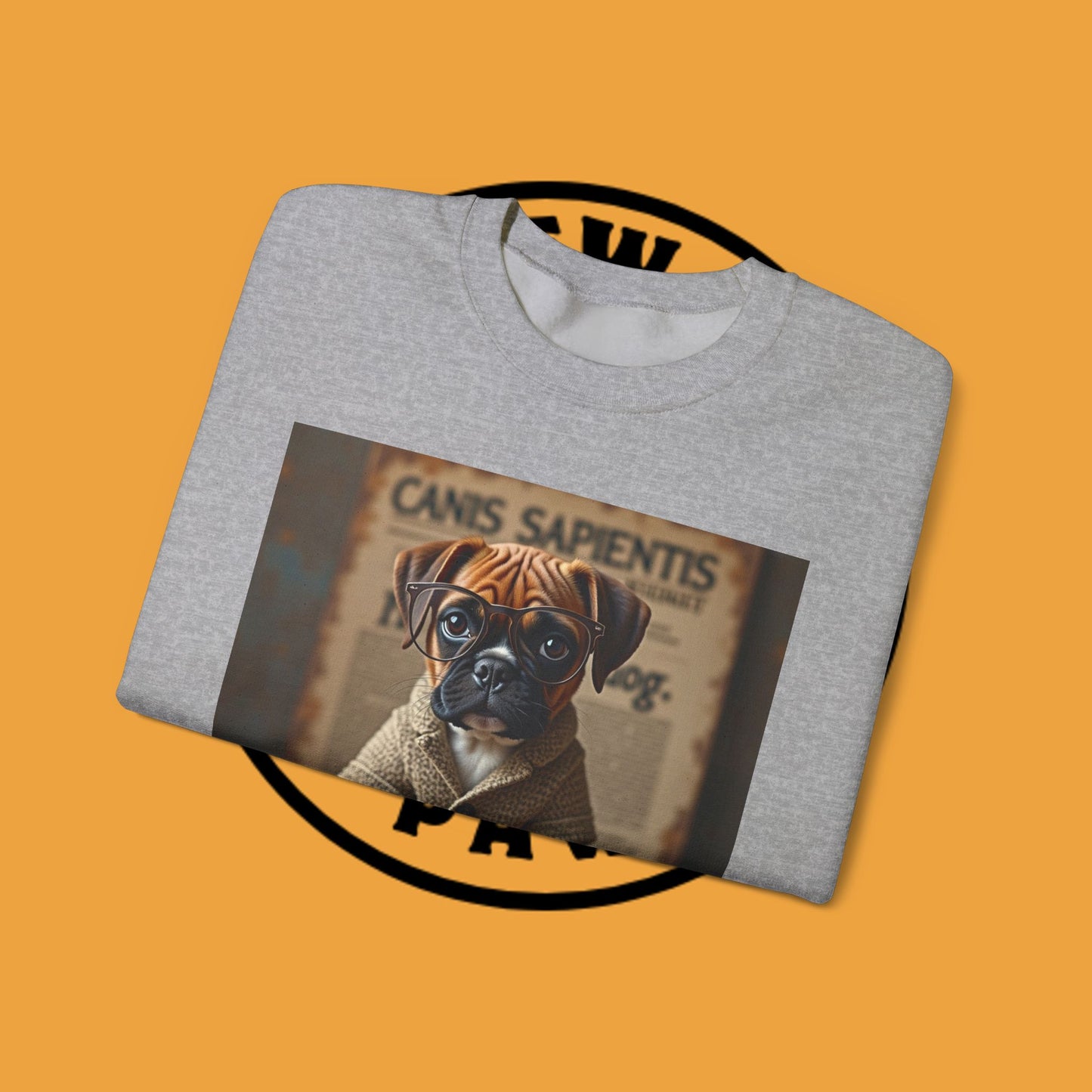 Professor Puppy Glasses Crewneck Sweatshirt - Scholarly Dog Design - Academic Pet Lover Gift