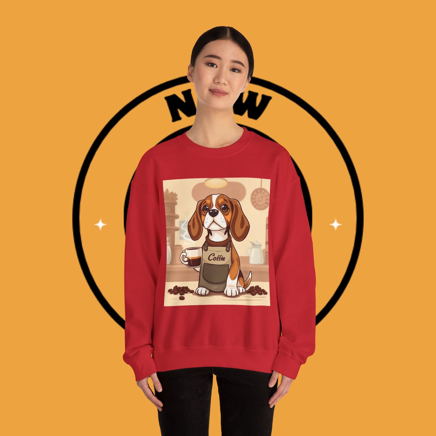 Dog Lover Crewneck Sweatshirt - Beagle Barista ☕ BARISTA BEAGLE SWEATSHIRT - BREW-TIFUL MORNINGS START HERE! ☕