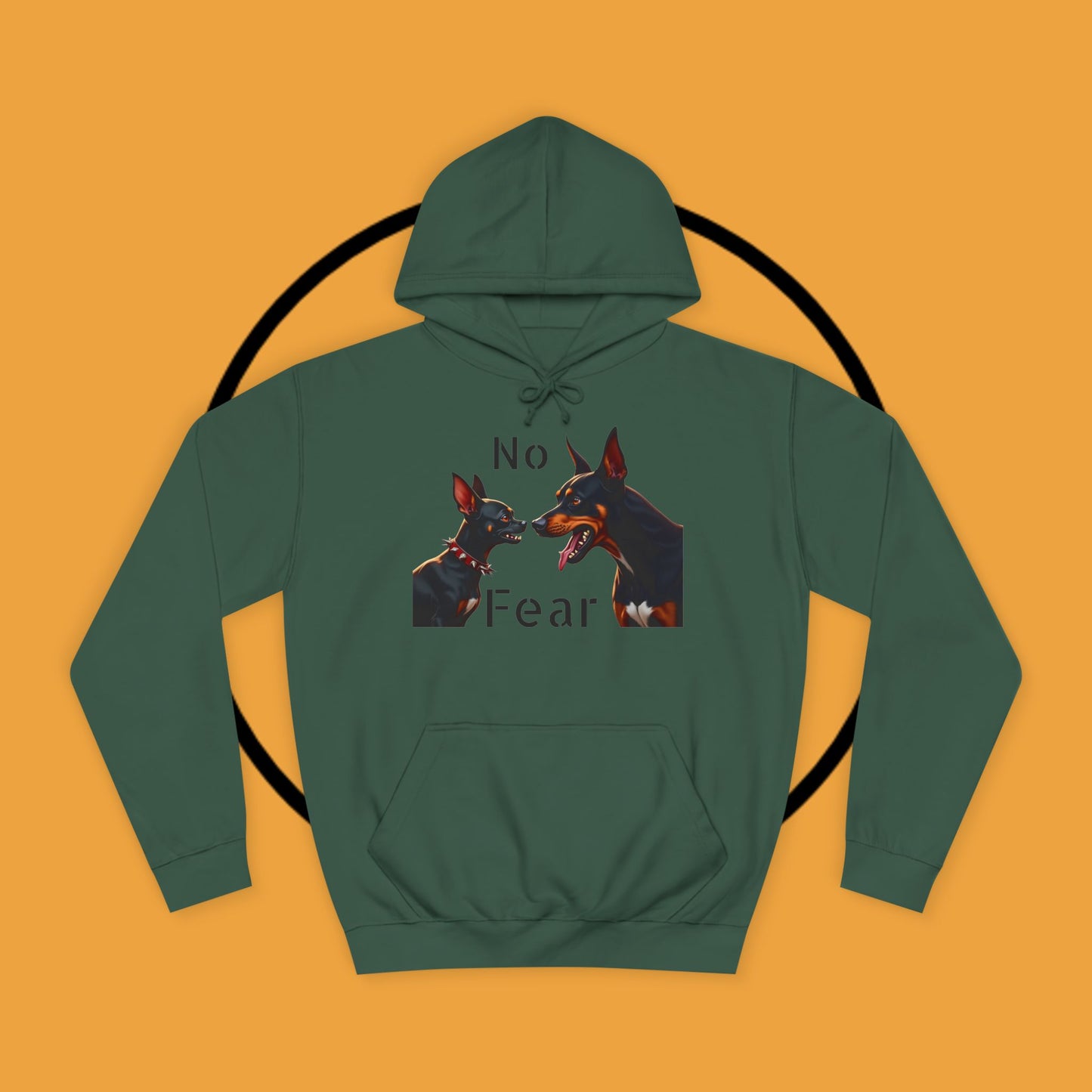 "Fearless Chihuahua vs Doberman Hoodie | Small Dog Big Attitude | David Goliath Pet Art | Brave Little Dog Gift"