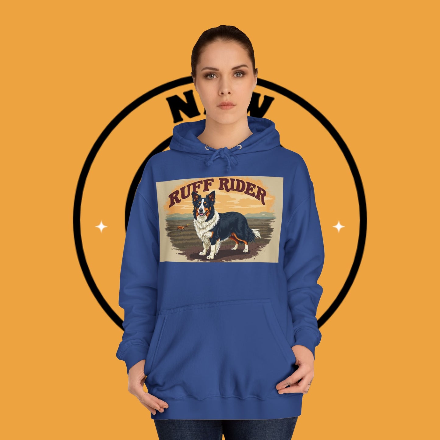 "Ruff Rider Border Collie Hoodie - Vintage Western Dog Lover Sweatshirt | Premium Quality Comfort Wear"