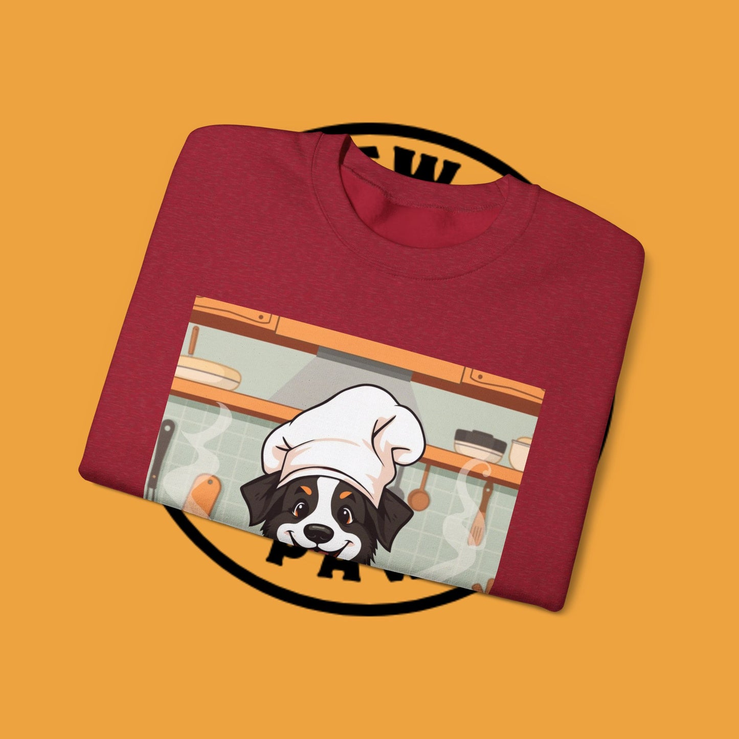Chef Dog Crewneck Sweatshirt - Cute Puppy Cook with Chef Hat Kitchen Design | Culinary Lover Gift