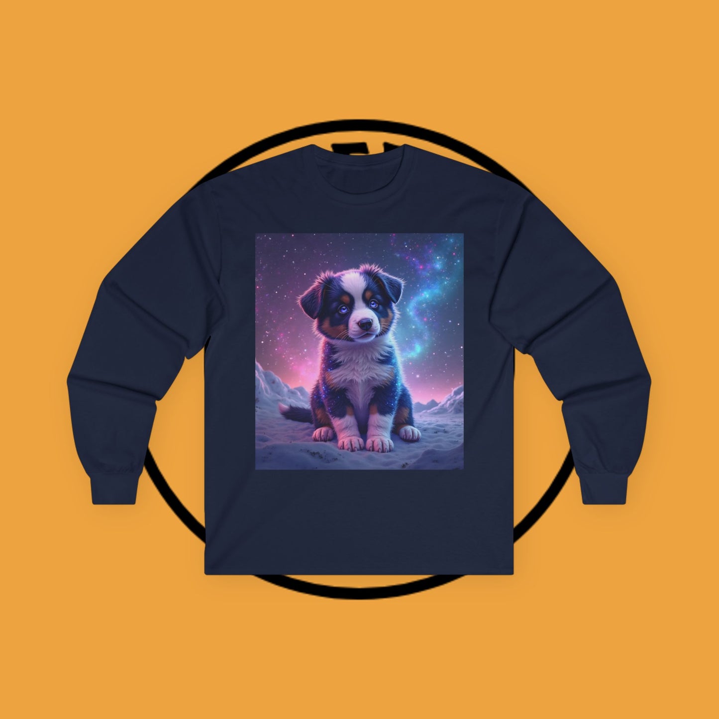 Galaxy Border Collie Puppy Long Sleeve Tee - Cosmic Dog Art Shirt | Space Pet Apparel