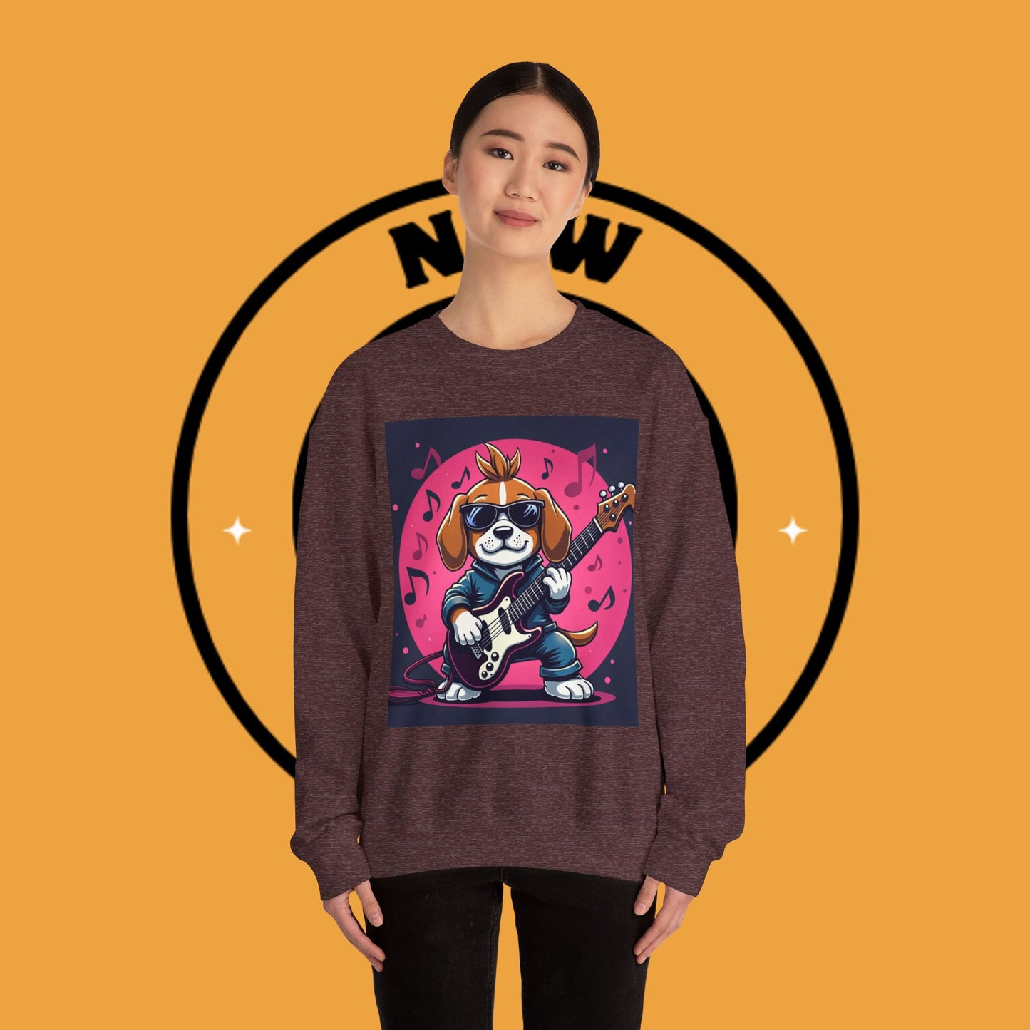 Dog Lover Crewneck Sweatshirt - Beagle Rockstar ๐ธ ROCK STAR BEAGLE SWEATSHIRT - UNLEASH YOUR INNER ROCKSTAR! ๐ธ