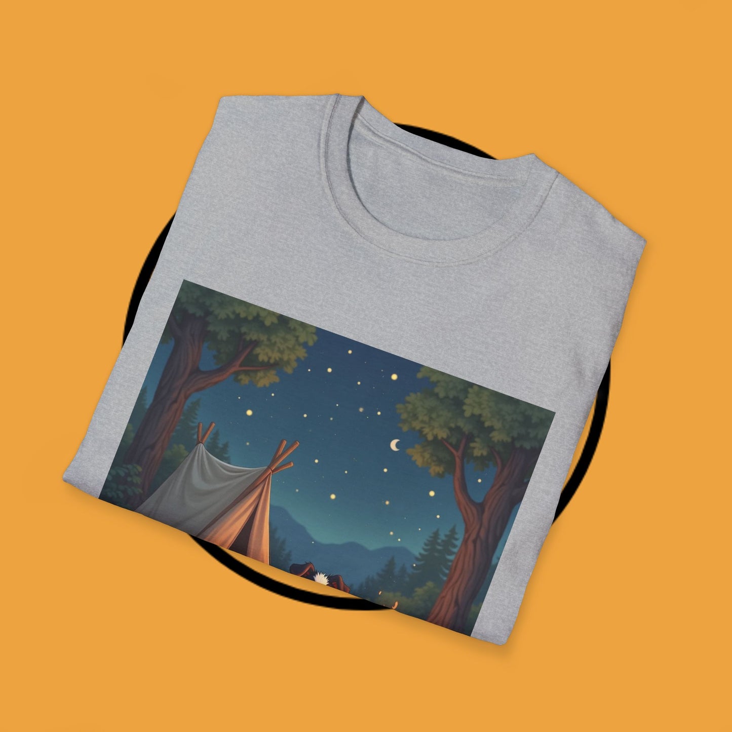 "Camping Adventure Border Collie" - Outdoor Adventure Dog T-Shirt - Border Collie Camping T-Shirt - Outdoor Adventure Dog Under Stars Tee | Nature Lover Pet Gift