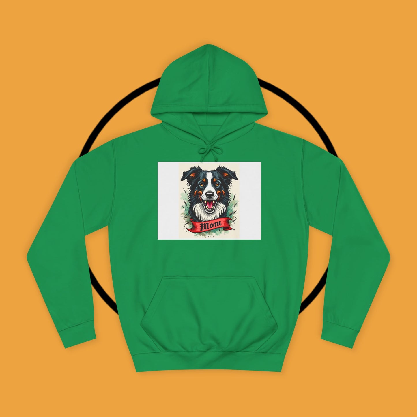 "Border Collie Mom Tattoo Style Hoodie - Vintage Dog Mother Banner Design Sweatshirt | Bold Statement Wear"