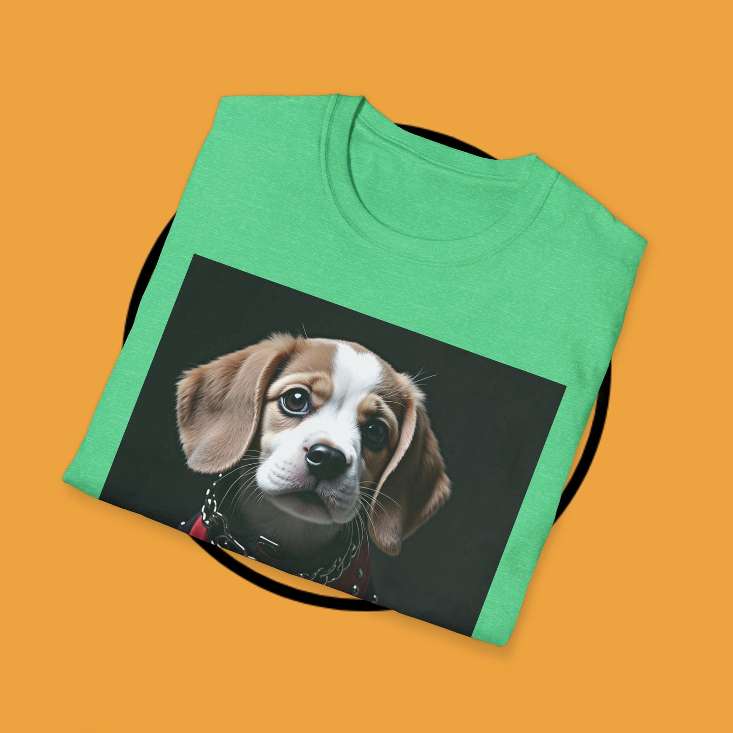 Tough Beagle Puppy T-Shirt - Rebel Dog with Leather Harness Design | Edgy Pet Lover Biker Style Tee
