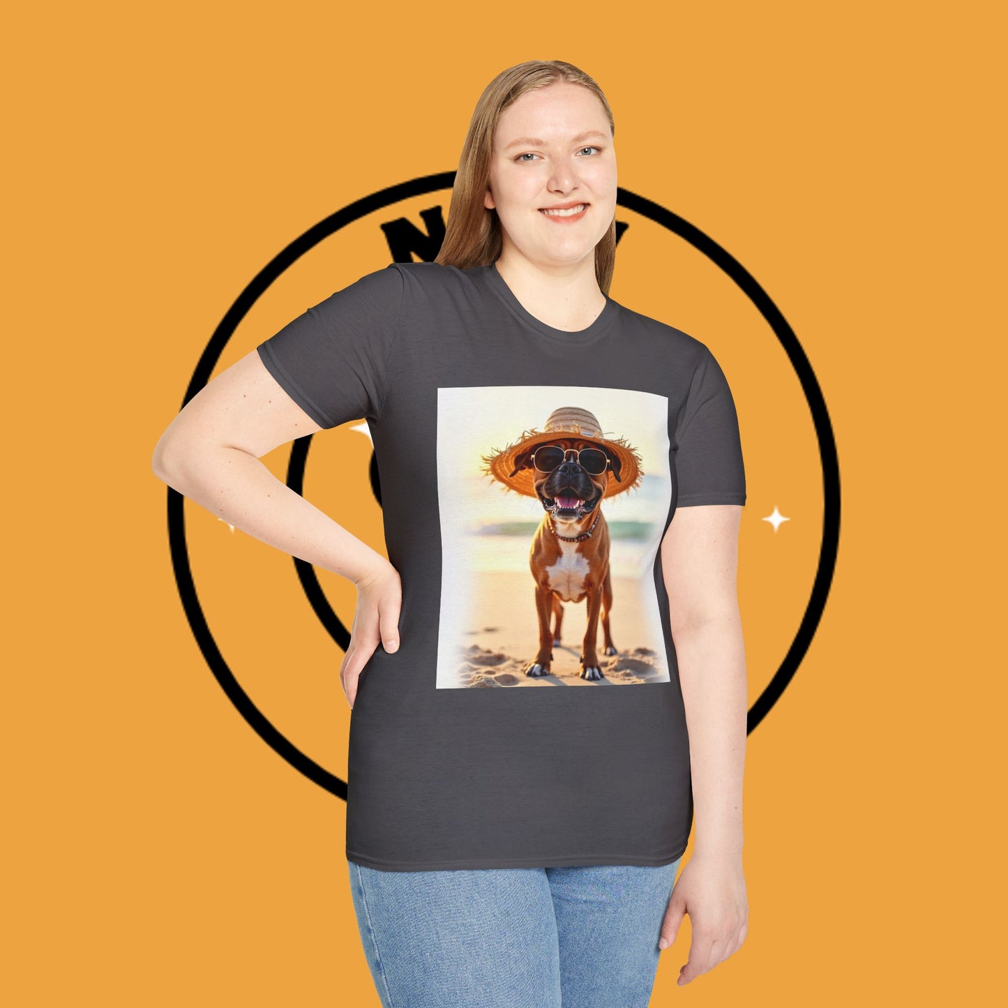 "Vacation Boxer Beach Vibes" Premium Summer T-Shirt / Beach Boxer Dog T-Shirt - Vacation Vibes Summer Pup Tee