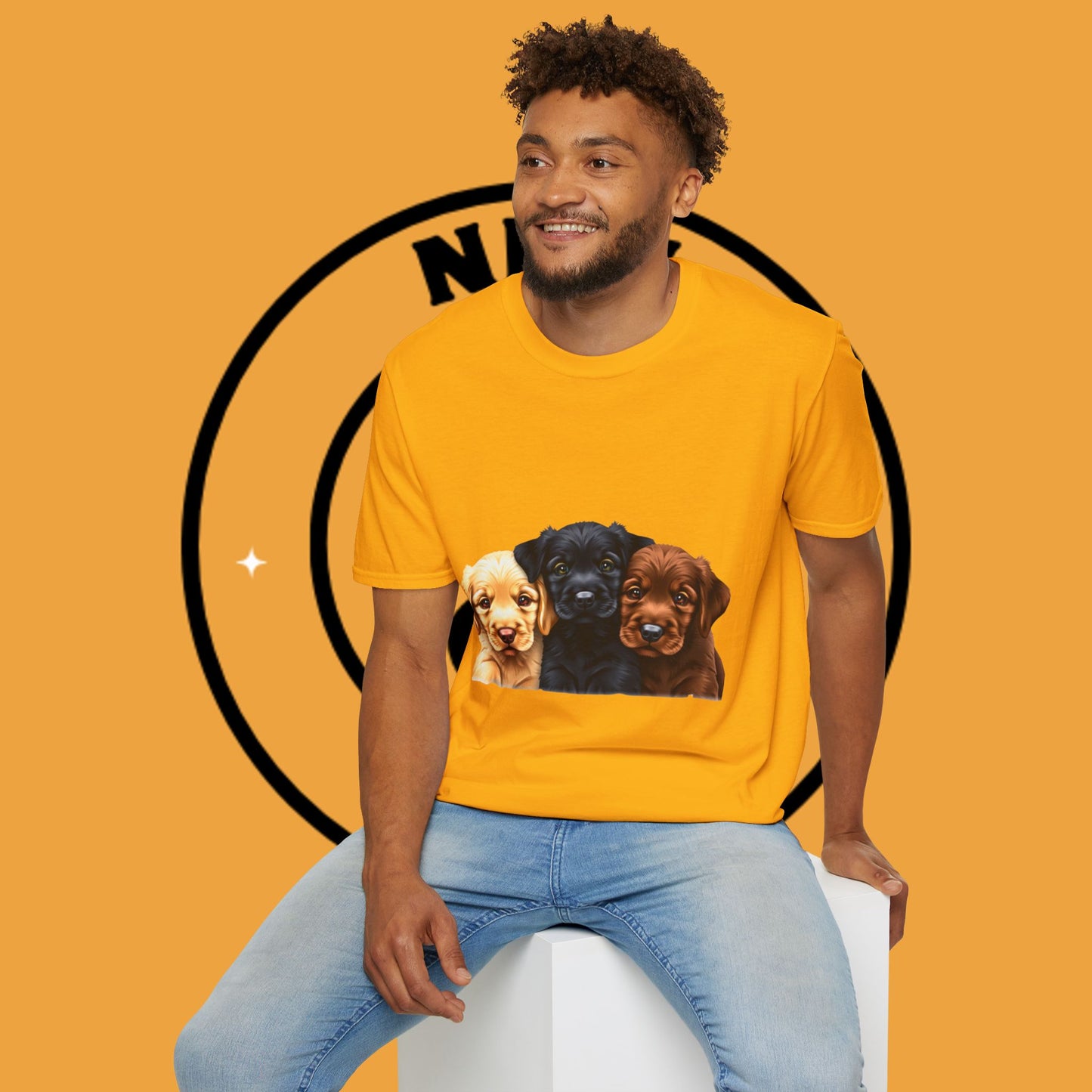 3 Adorable Retrievers Puppys - Dog - Unisex T-Shirt Design "Retriever Squad ๐พ | Trio of Cuteness T-Shirt for Dog Devotees"