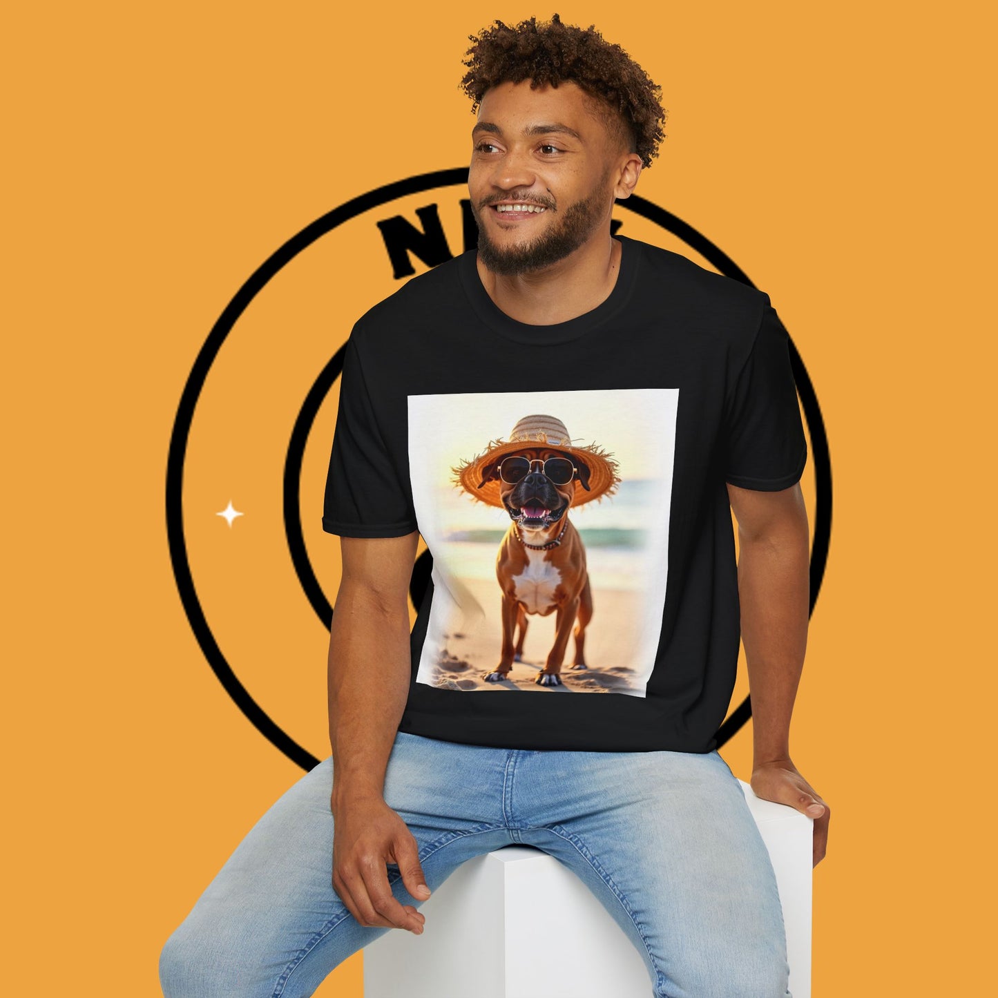 "Vacation Boxer Beach Vibes" Premium Summer T-Shirt / Beach Boxer Dog T-Shirt - Vacation Vibes Summer Pup Tee