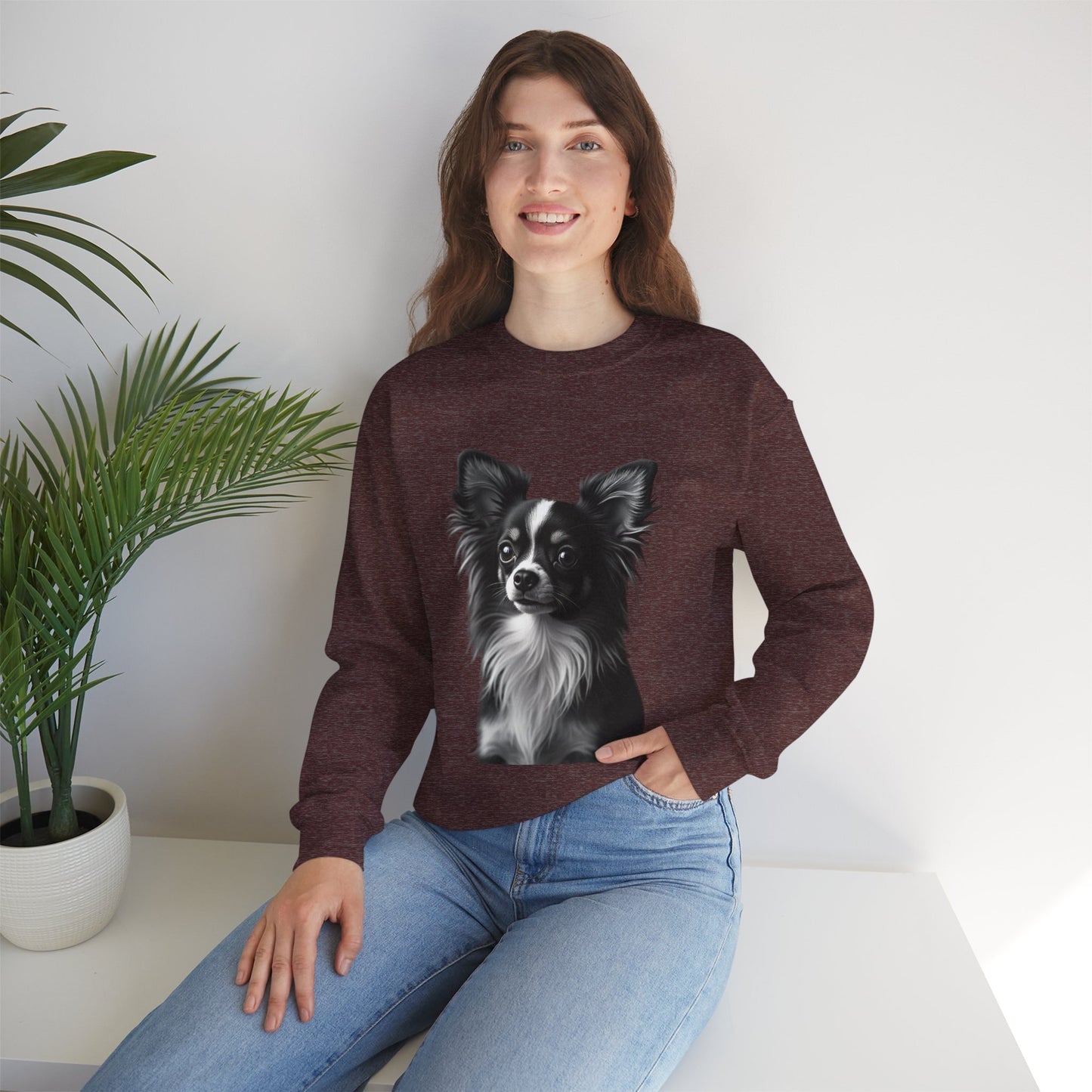 Vintage Chihuahua Portrait Sweatshirt | Black White Dog Photography | Classic Pet Art Design