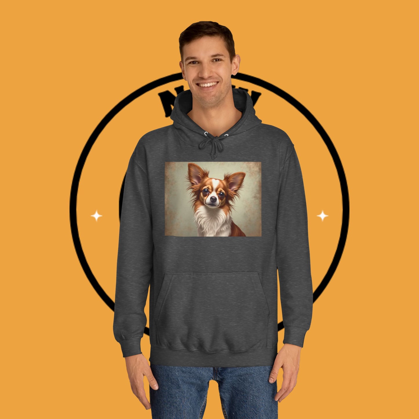 "Long Haired Chihuahua Portrait Hoodie | Elegant Pet Art | Classic Dog Painting Style | Beautiful Chihuahua Gift"